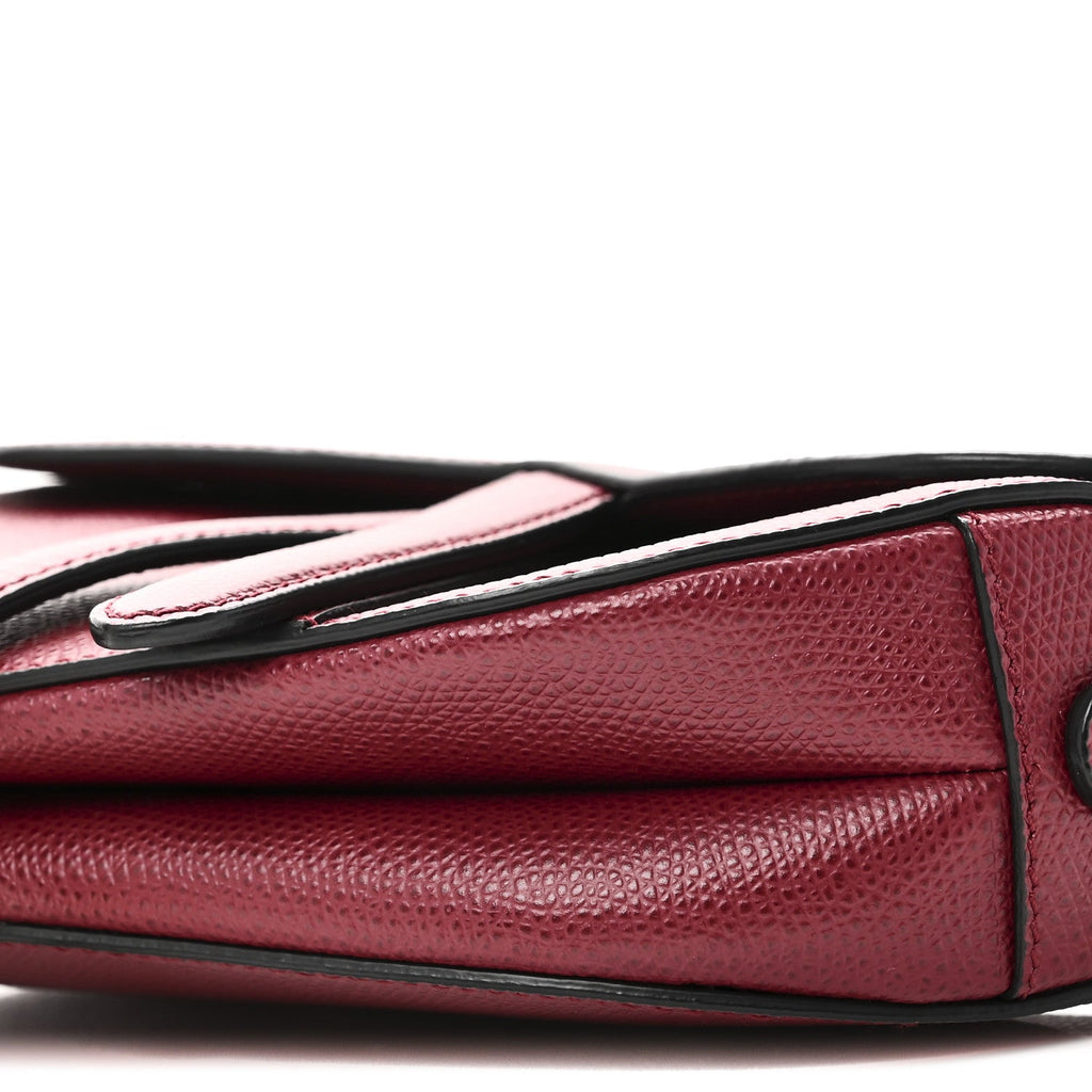 Christian Dior Grained Calfskin Mini Saddle Bag Red