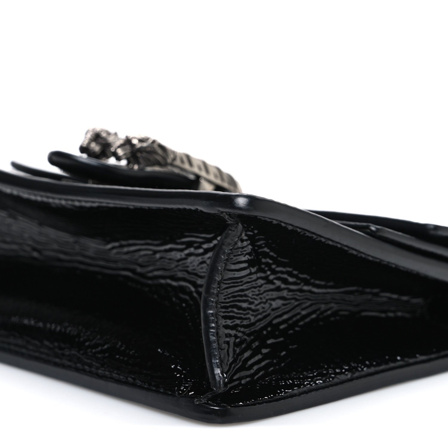 Gucci Crinkled Patent Mini Dionysus Shoulder Bag Black