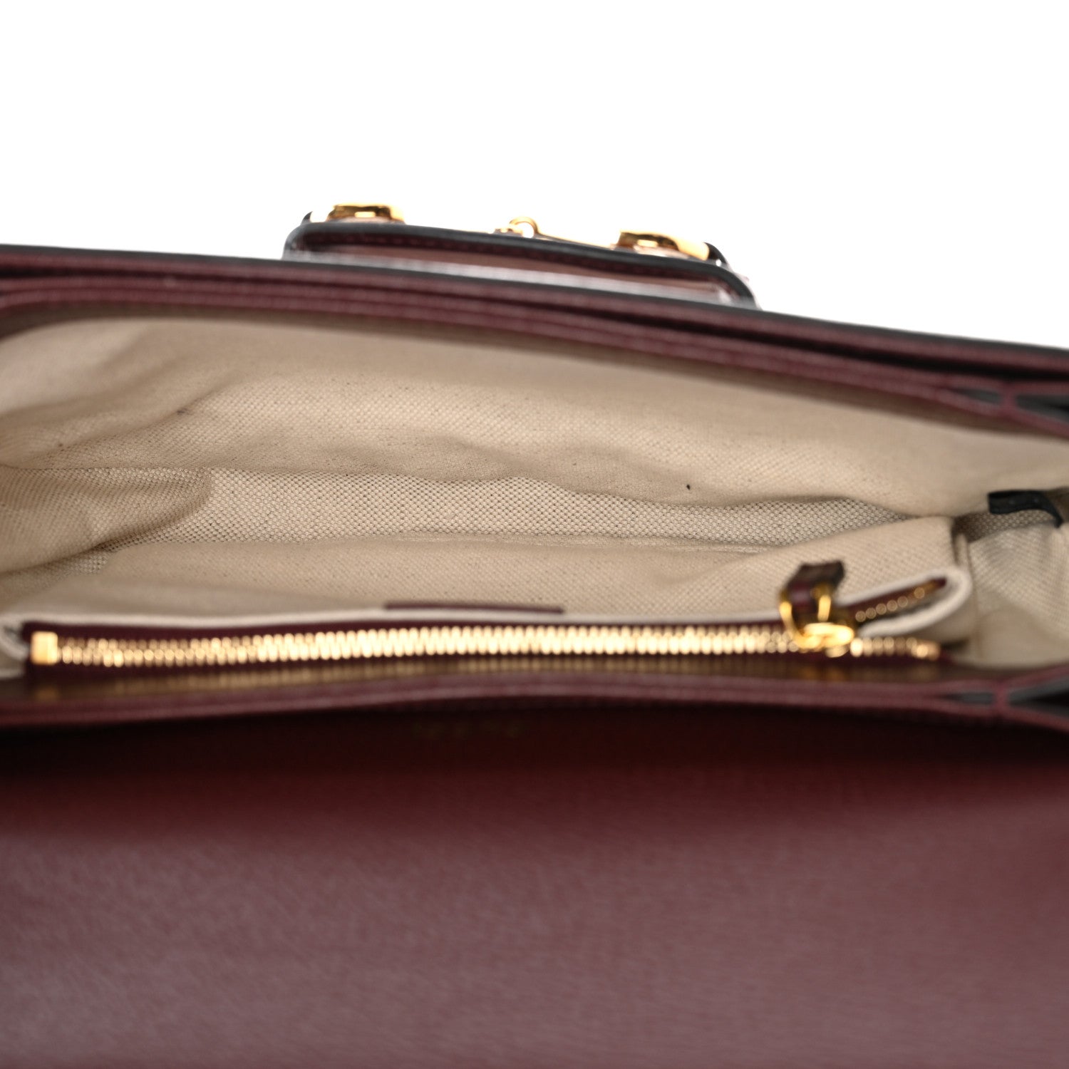 Gucci Monogram Textured Dollar Calfskin Horsebit 1955 Shoulder Bag Sahara Rubino Chardonnay