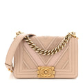 Chanel Caviar Suede Calfskin Chevron Quilted Small Boy Flap Light Pink