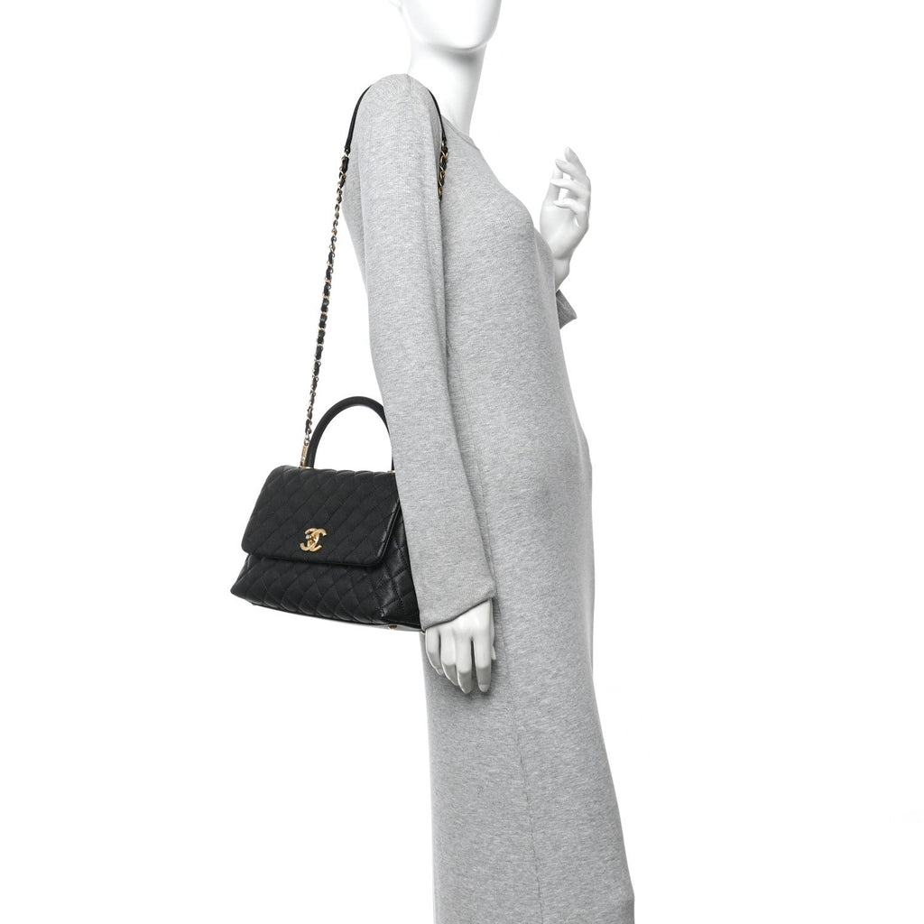 Chanel Caviar Quilted Small Coco Handle Flap Black