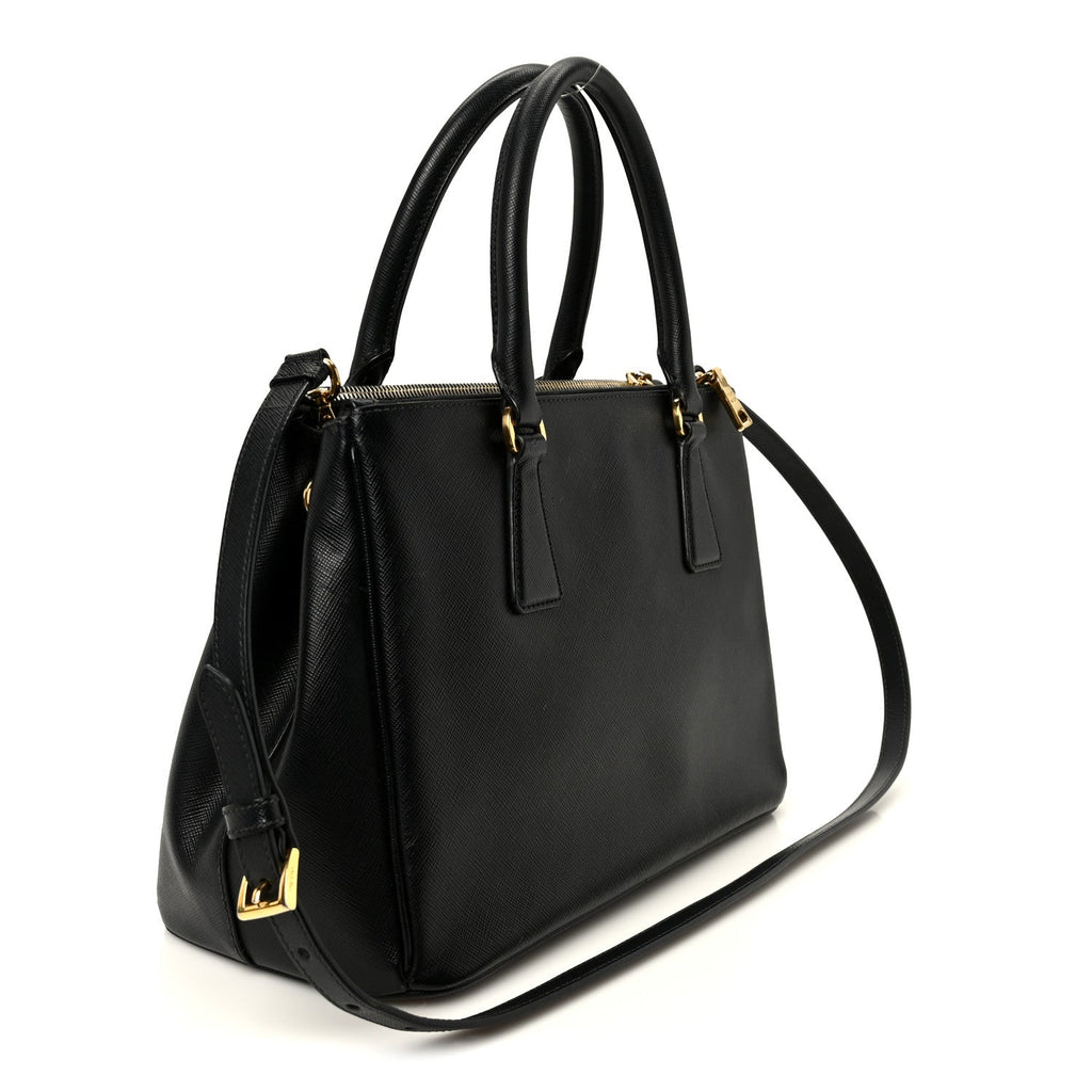 Prada Saffiano Small Galleria Double Zip Tote Black