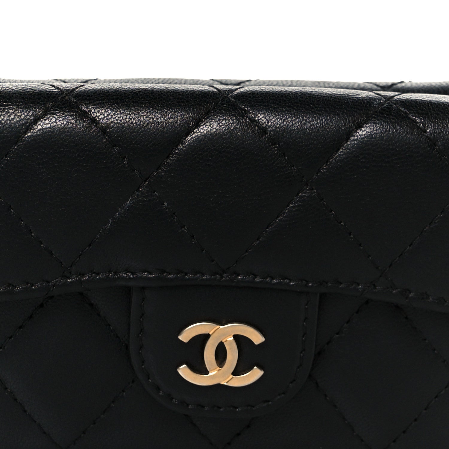 Lambskin Quilted Double Flap Wallet Black