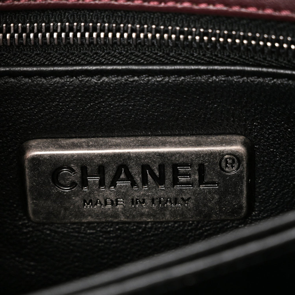Chanel Lizard Mini Coco Handle Flap Burgundy
