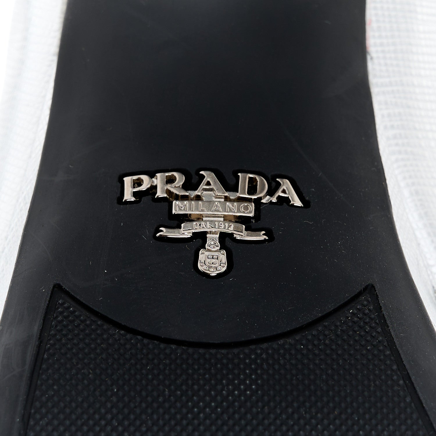 Prada Metallic Saffiano Crisscross Platform Sandals Silver 34.5