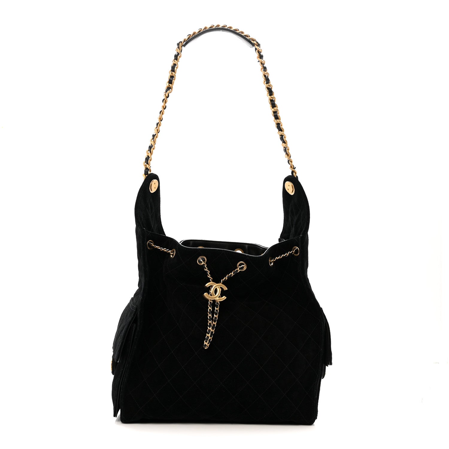 Chanel Suede Quilted Medium Chanel 25 Handbag Black