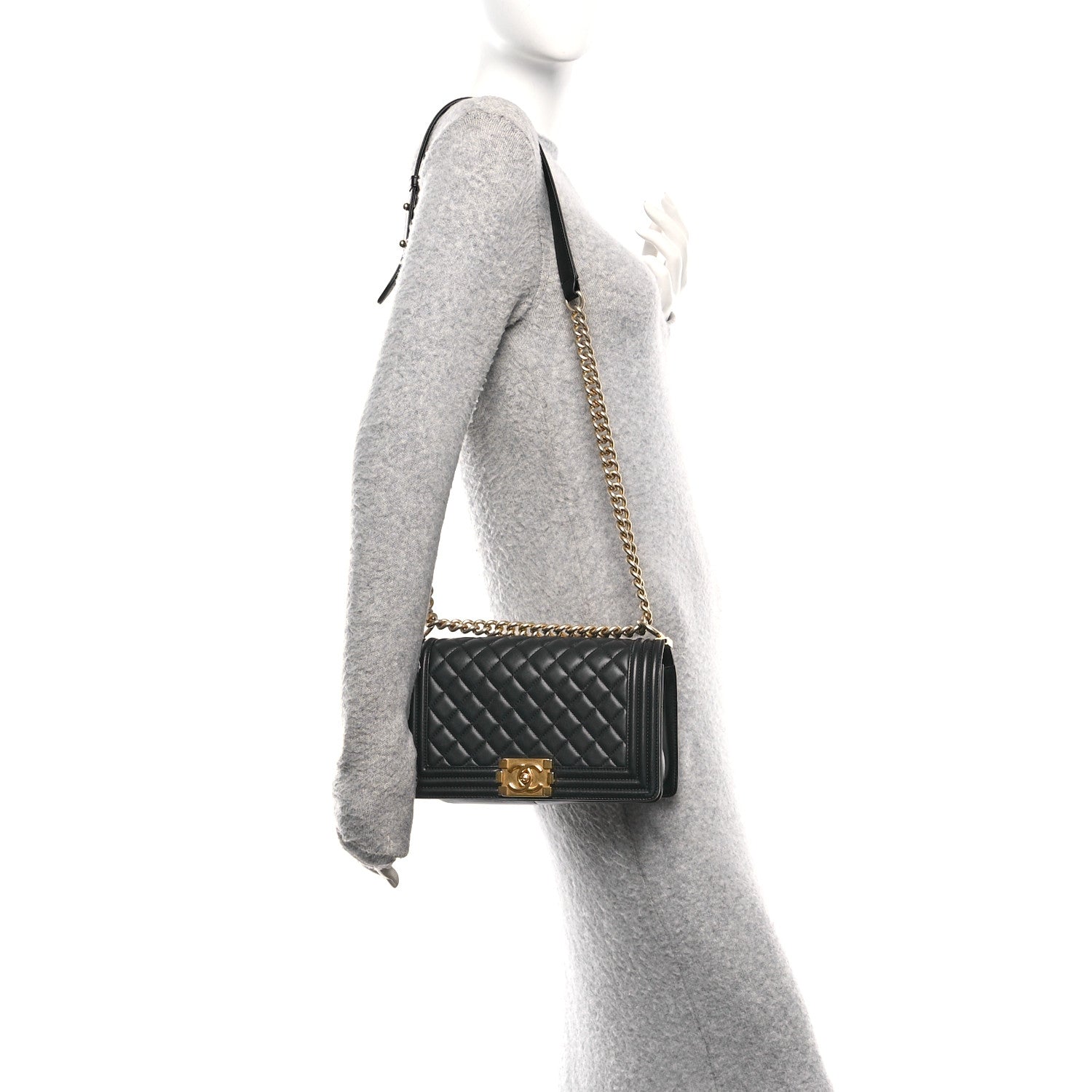 Chanel Lambskin Quilted Medium Boy Flap Black