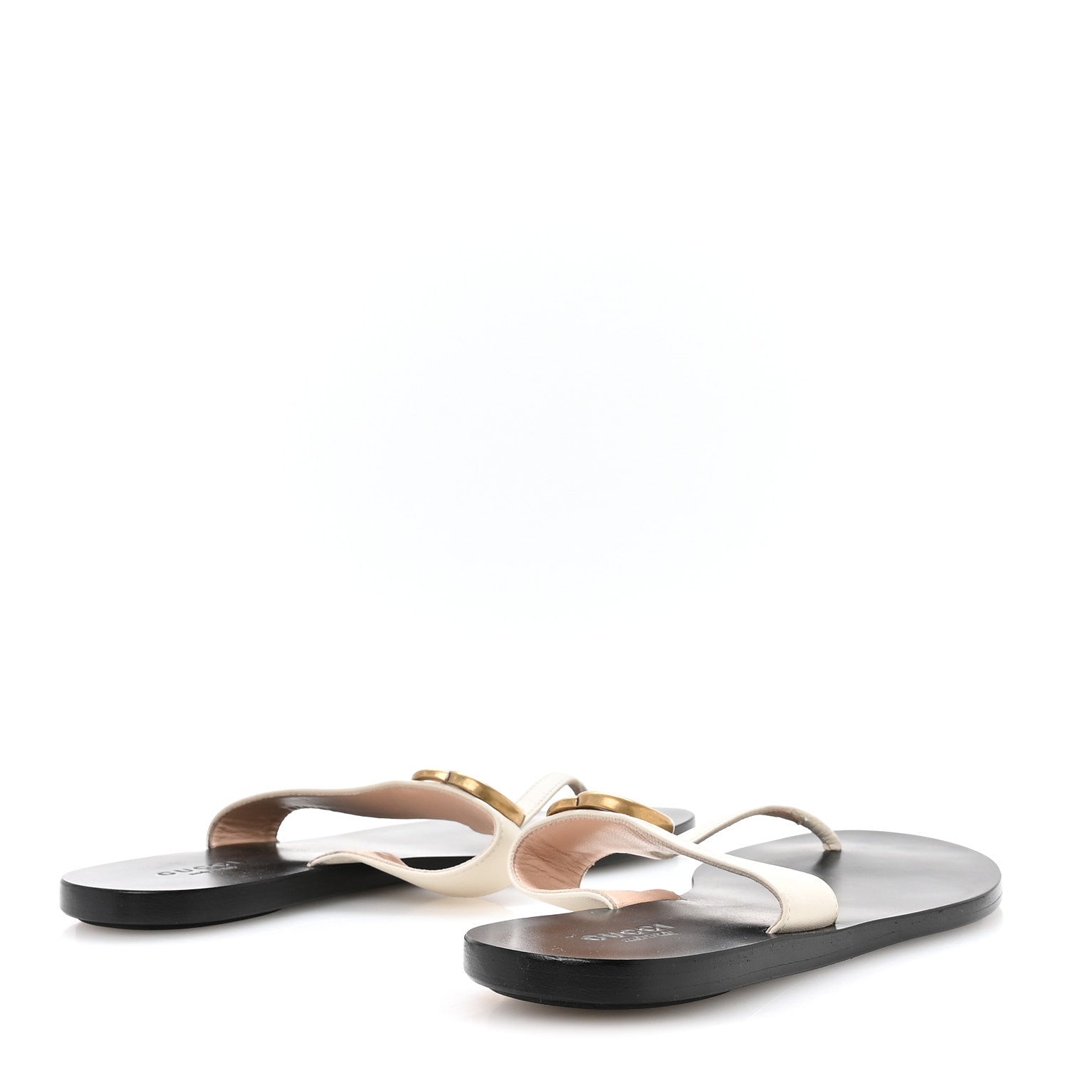 Gucci Calfskin GG Marmont Thong Sandals 36.5 Mystic White