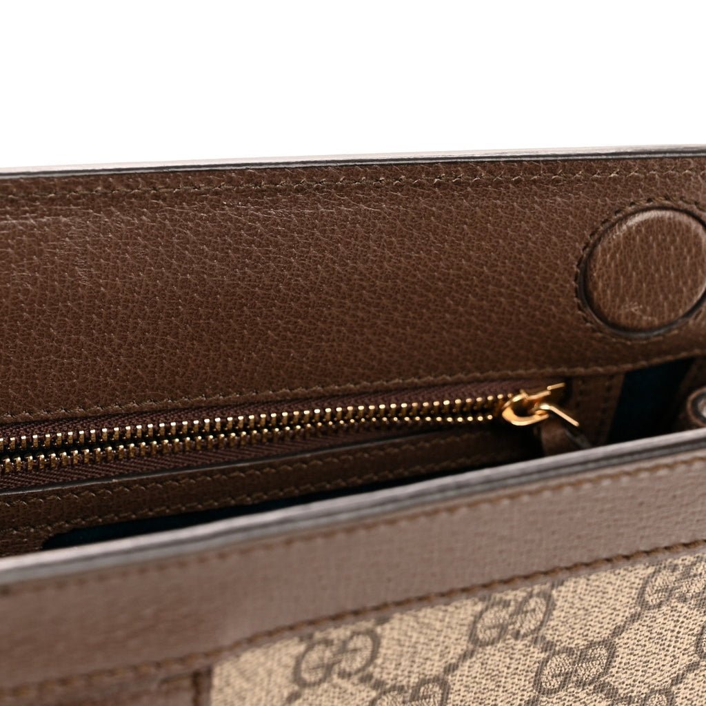 Gucci GG Supreme Monogram Web Medium Ophidia Chain Shoulder Bag Brown