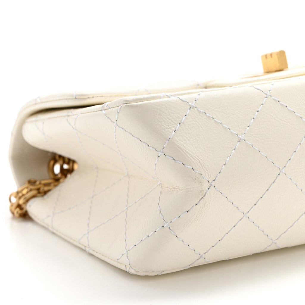 Chanel Aged Calfskin Quilted 2.55 Reissue Mini Flap White