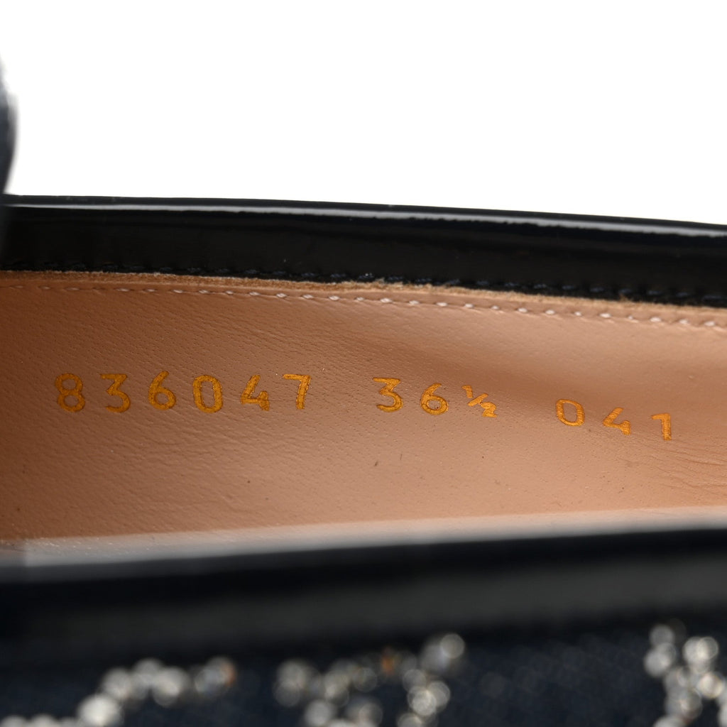 Gucci Denim Crystal GG Monogram Horsebit Womens Jordaan Loafers 36.5 Deep Blue Blue Milad