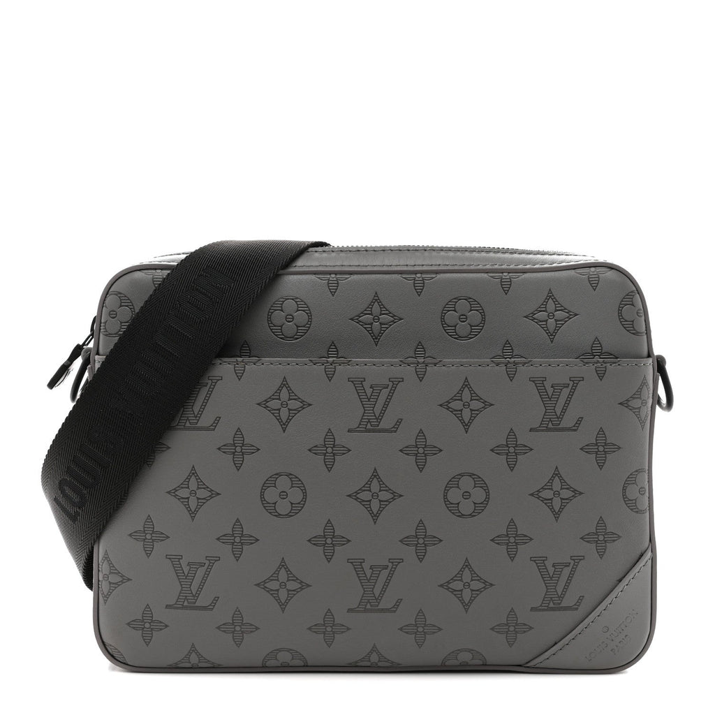 Louis Vuitton Calfskin Monogram Shadow Trio Messenger Anthracite Gray