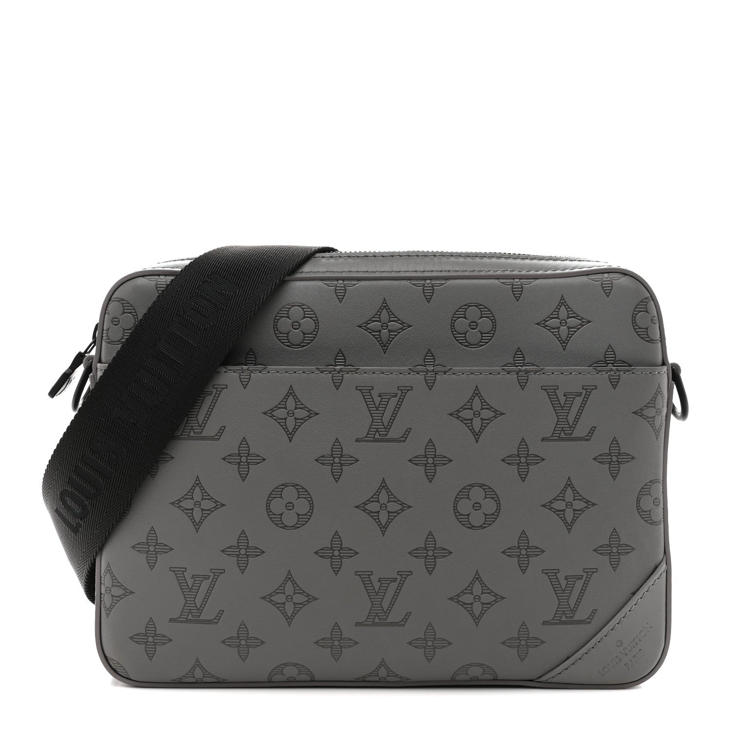 Louis Vuitton Calfskin Monogram Shadow Trio Messenger Anthracite Gray