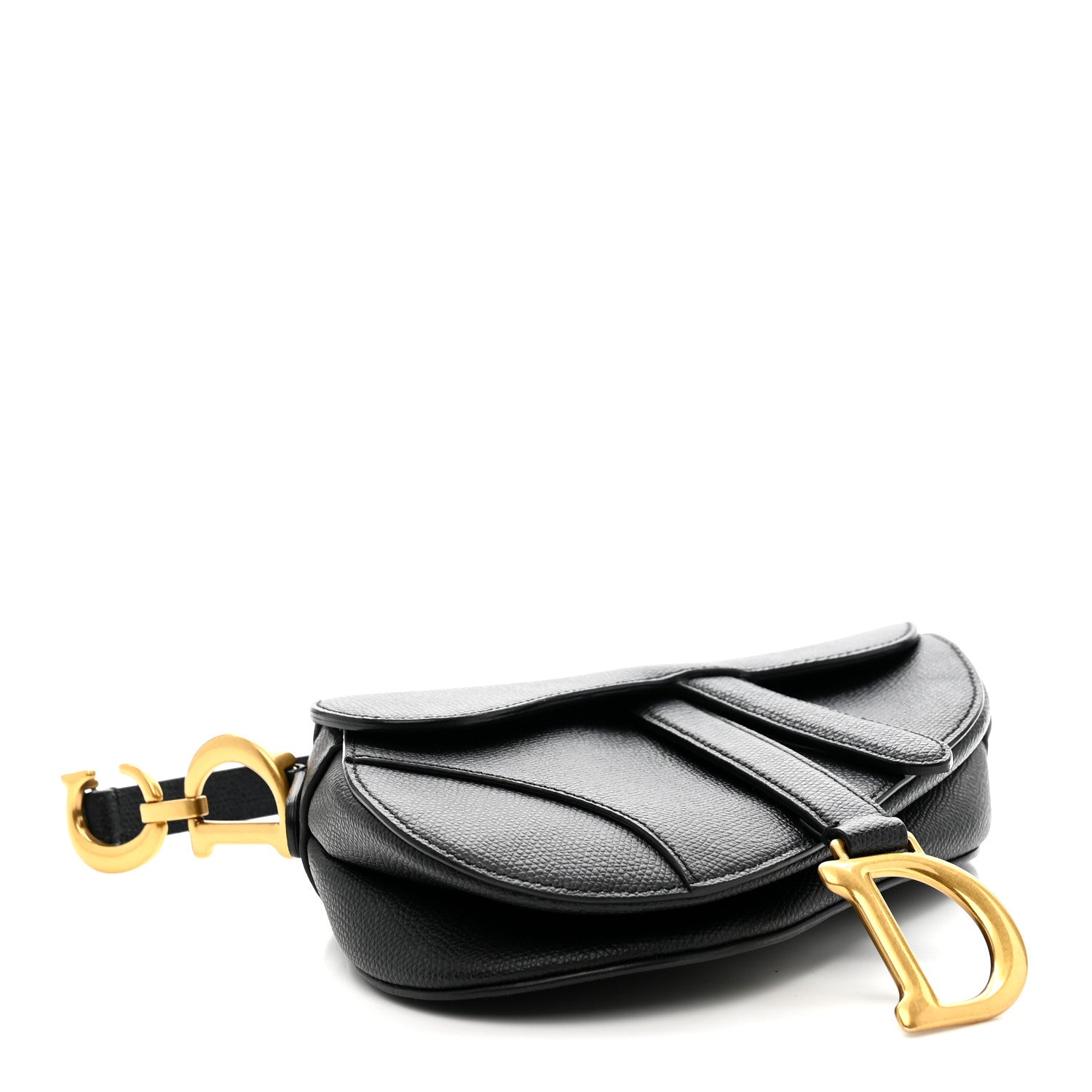 Christian Dior Grained Calfskin Mini Saddle Bag Black