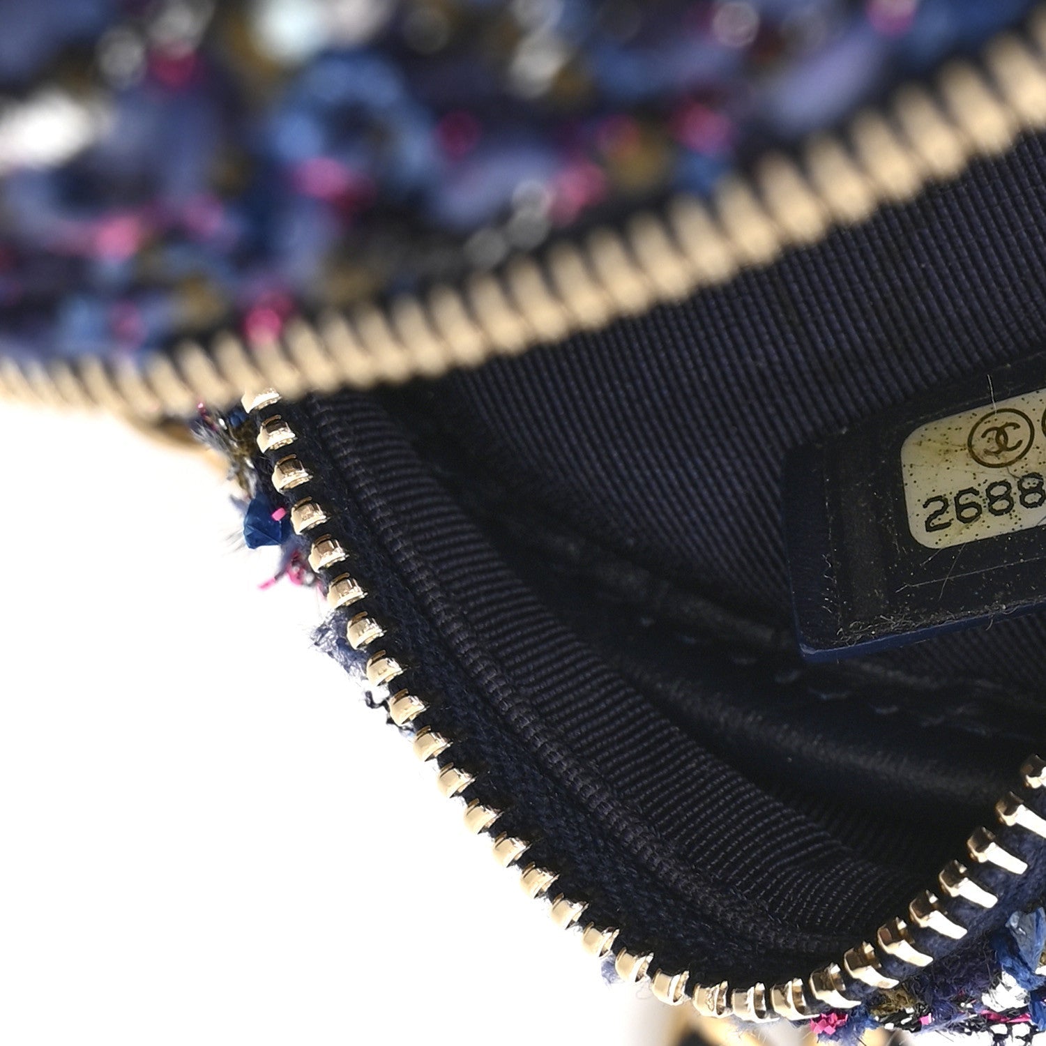 Chanel Tweed Quilted Round Clutch With Chain Multicolor