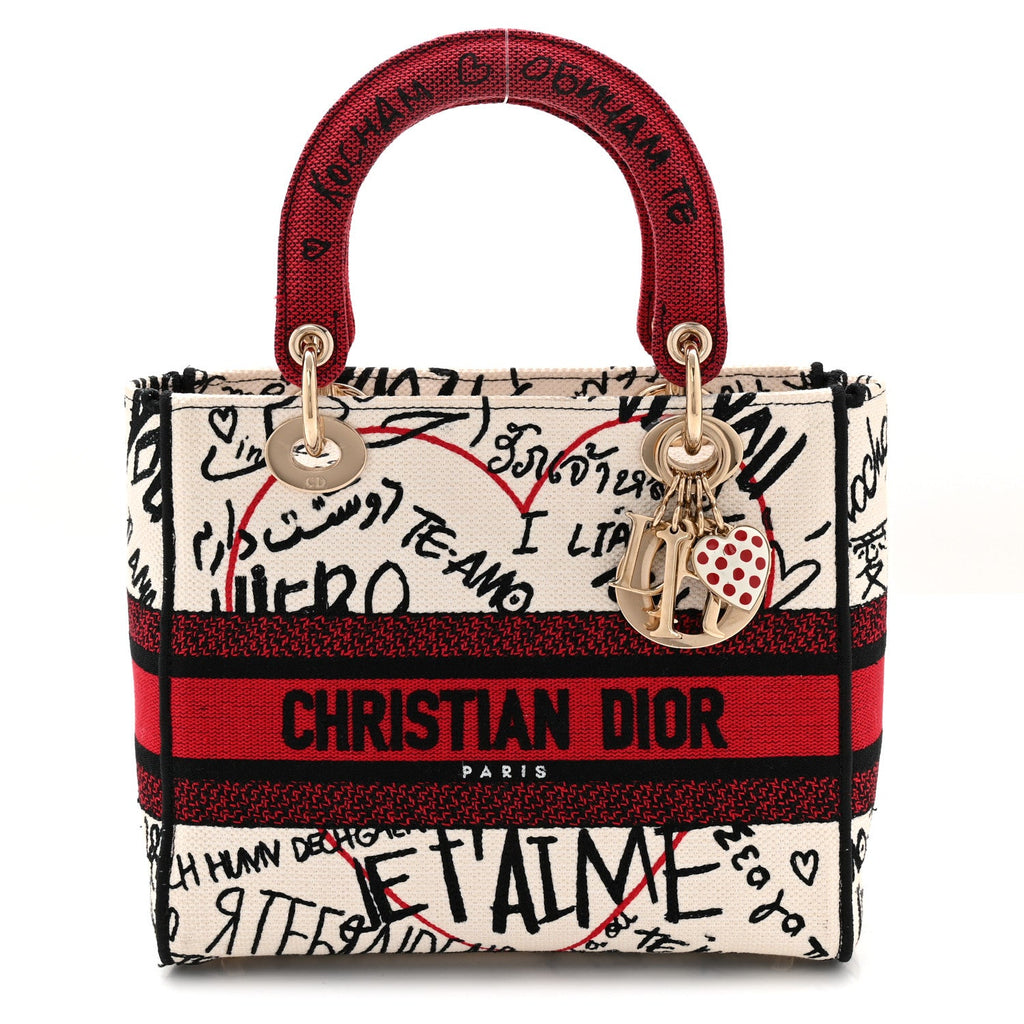 Christian Dior Canvas Medium DiorAmour Graffiti Lady D-Lite Latte