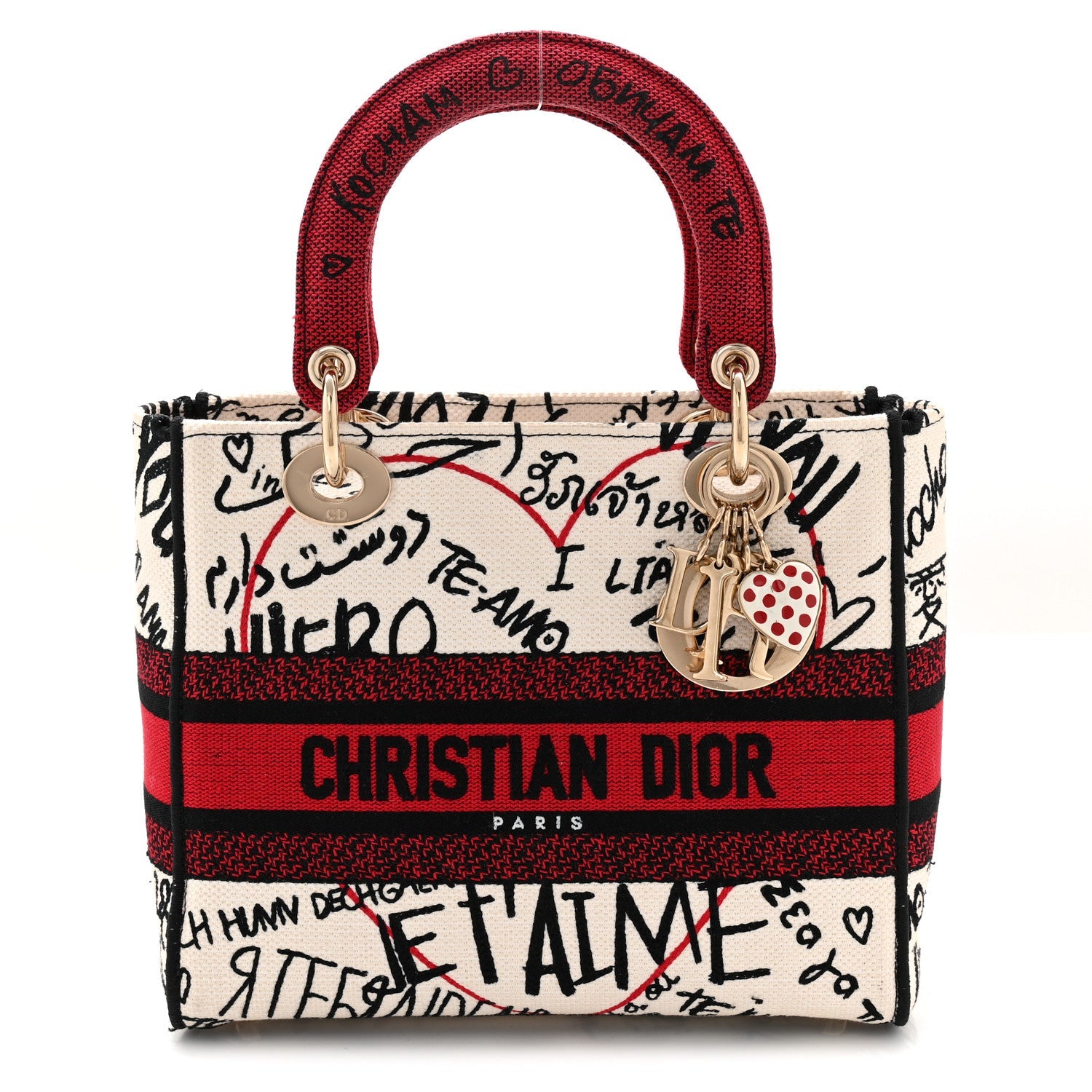Christian Dior Canvas Medium DiorAmour Graffiti Lady D-Lite Latte