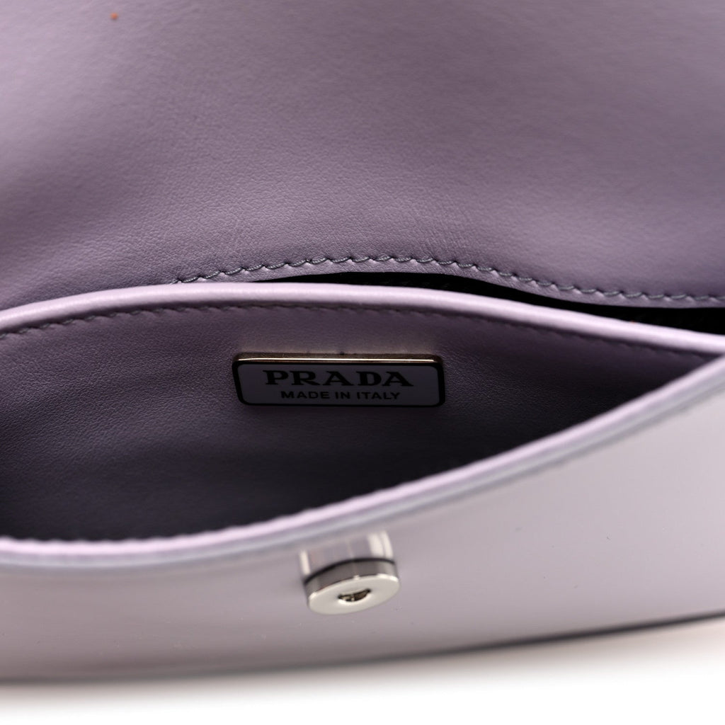 Prada Spazzolato Cleo Flap Shoulder Bag Fiordaliso