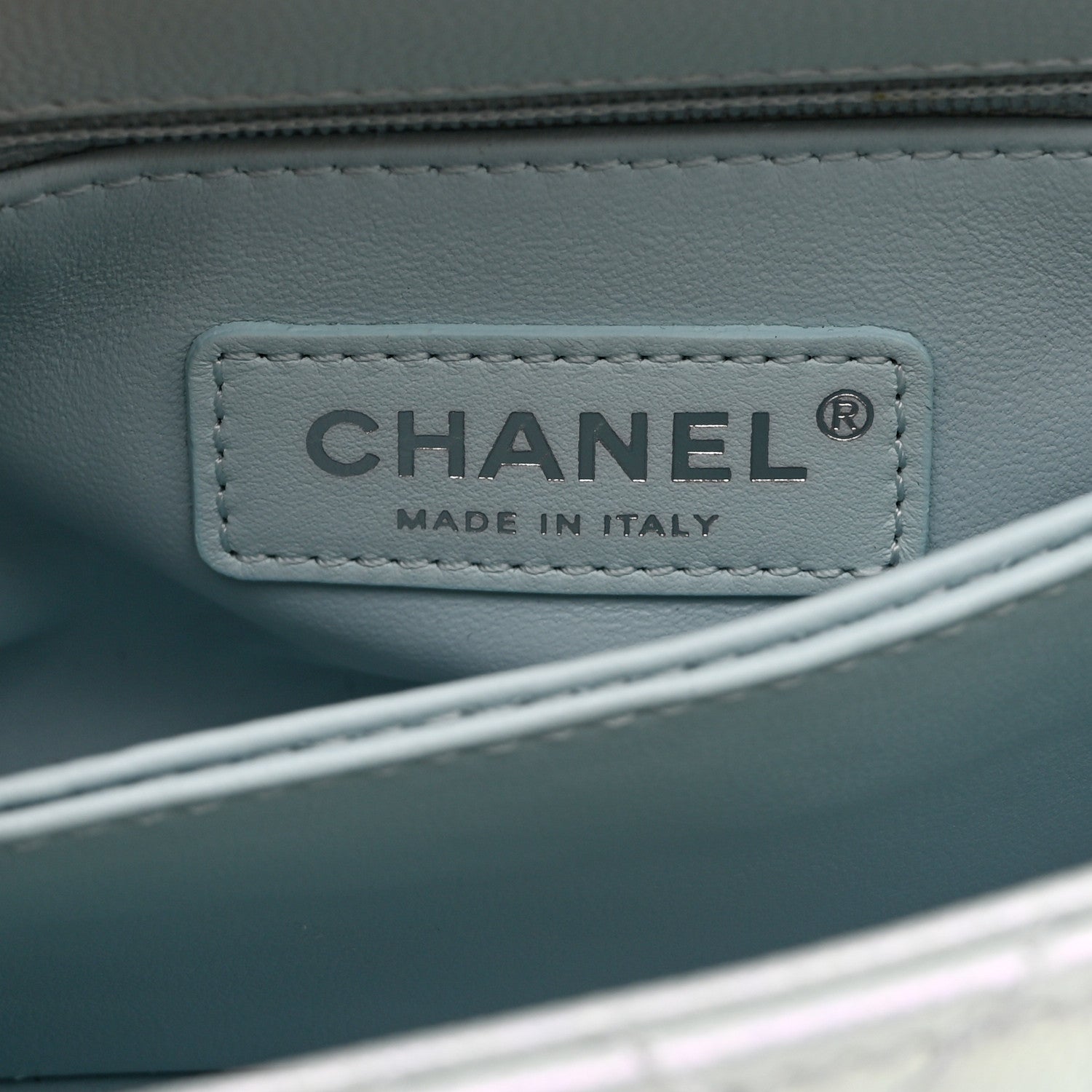 Chanel Iridescent Caviar Quilted Extra Mini Coco Handle Flap Light Blue