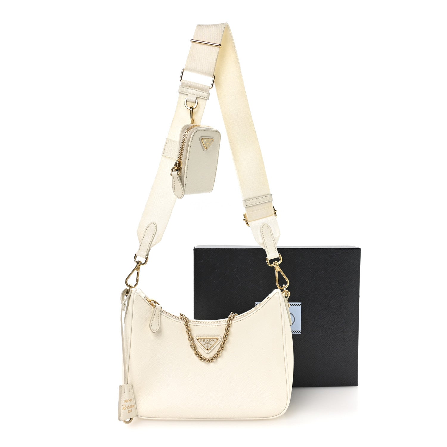 Prada Saffiano Re-Edition 2005 Shoulder Bag White