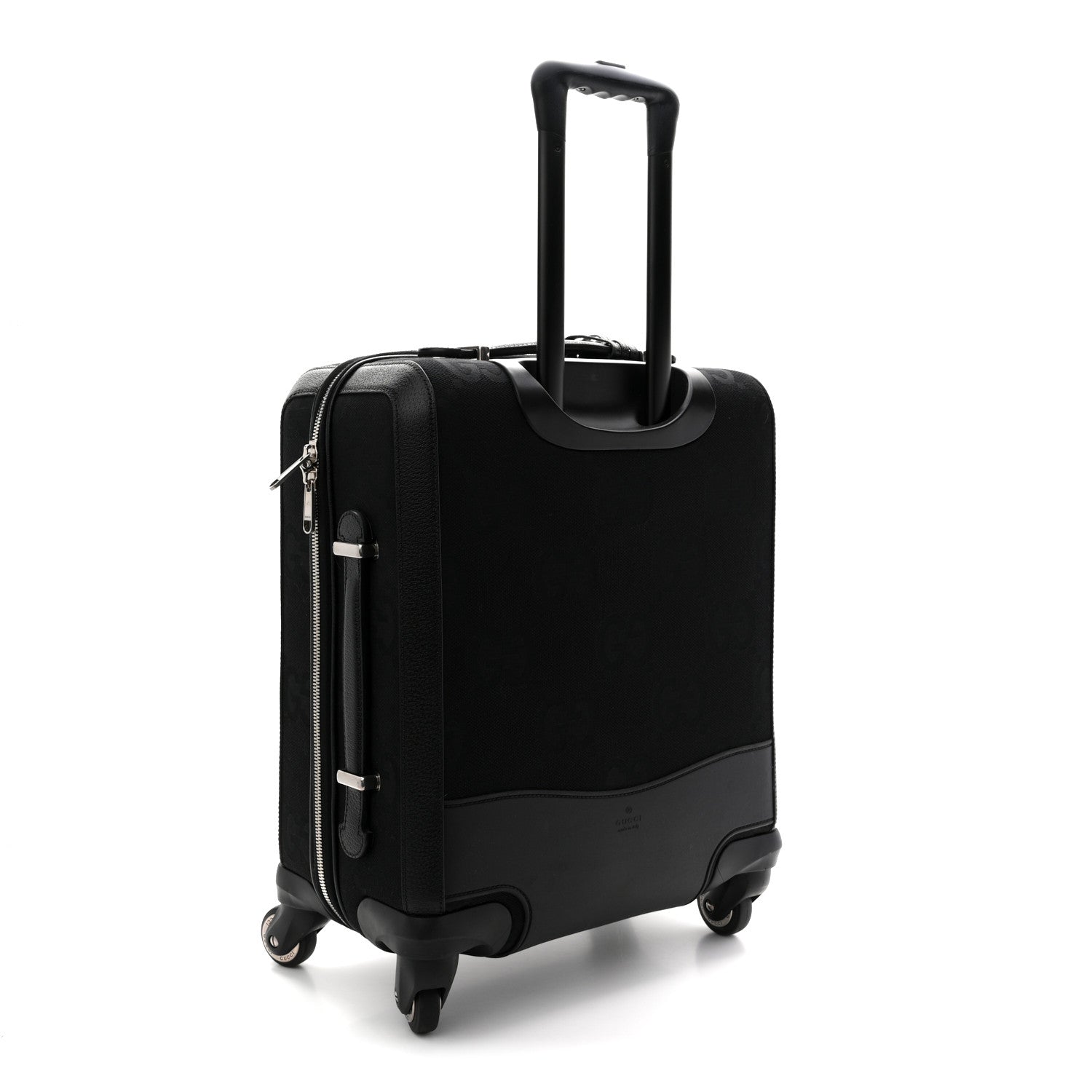 Gucci Monogram Jumbo GG Canvas Textured Calfskin Small Carry On Trolley Black