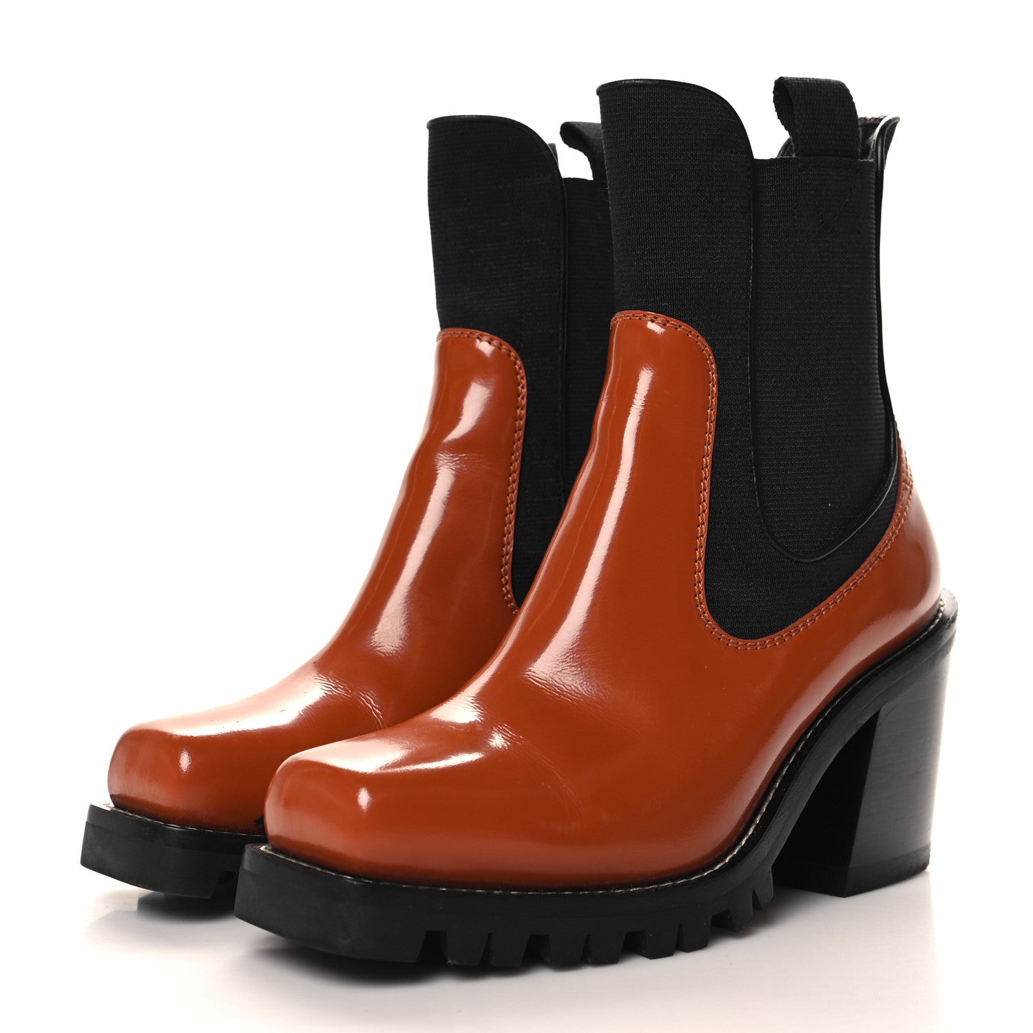 Louis Vuitton Patent Monogram Limitless Ankle Boots 38 Cognac