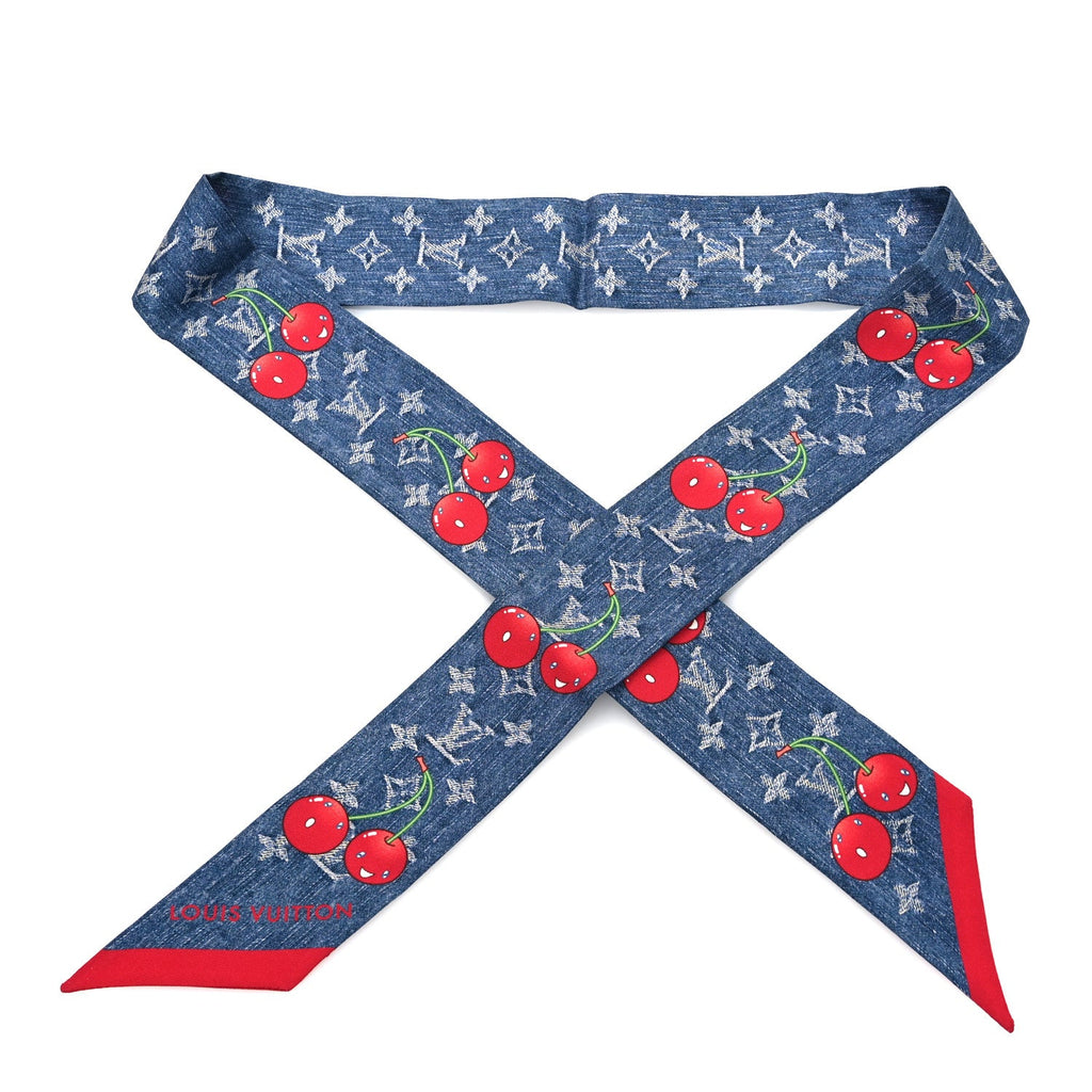 Louis Vuitton LV X TM Silk Monogram Cerises Bandeau Denim Blue