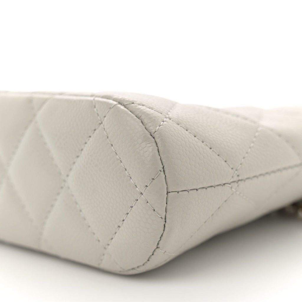 Chanel Caviar Quilted Classic Clutch With Chain Light Grey