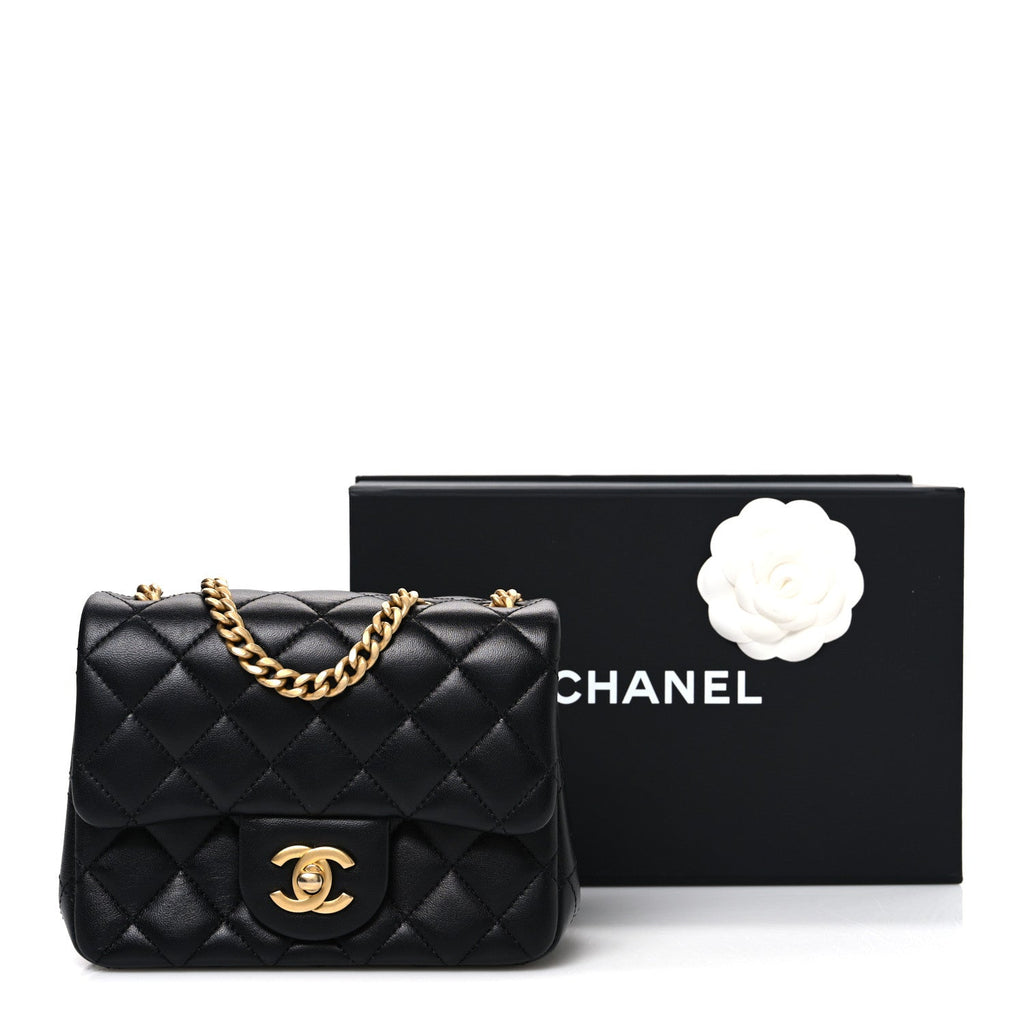 Chanel Lambskin Quilted Mini Sweet Camellia Flap Black
