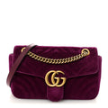 Gucci Velvet Matelasse Small GG Marmont Shoulder Bag Fuchsia Violet Cyclamen