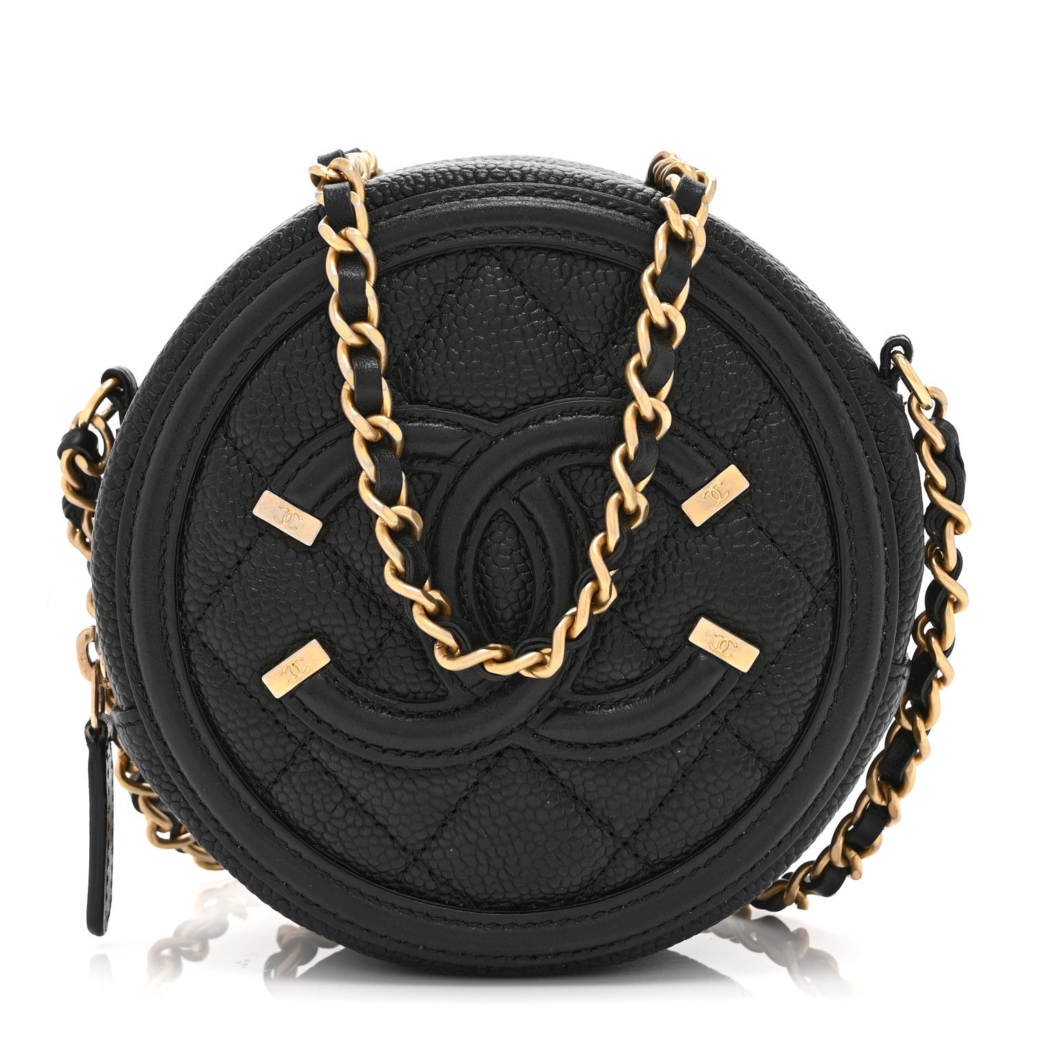 Chanel Caviar Quilted Round Filigree Crossbody Black
