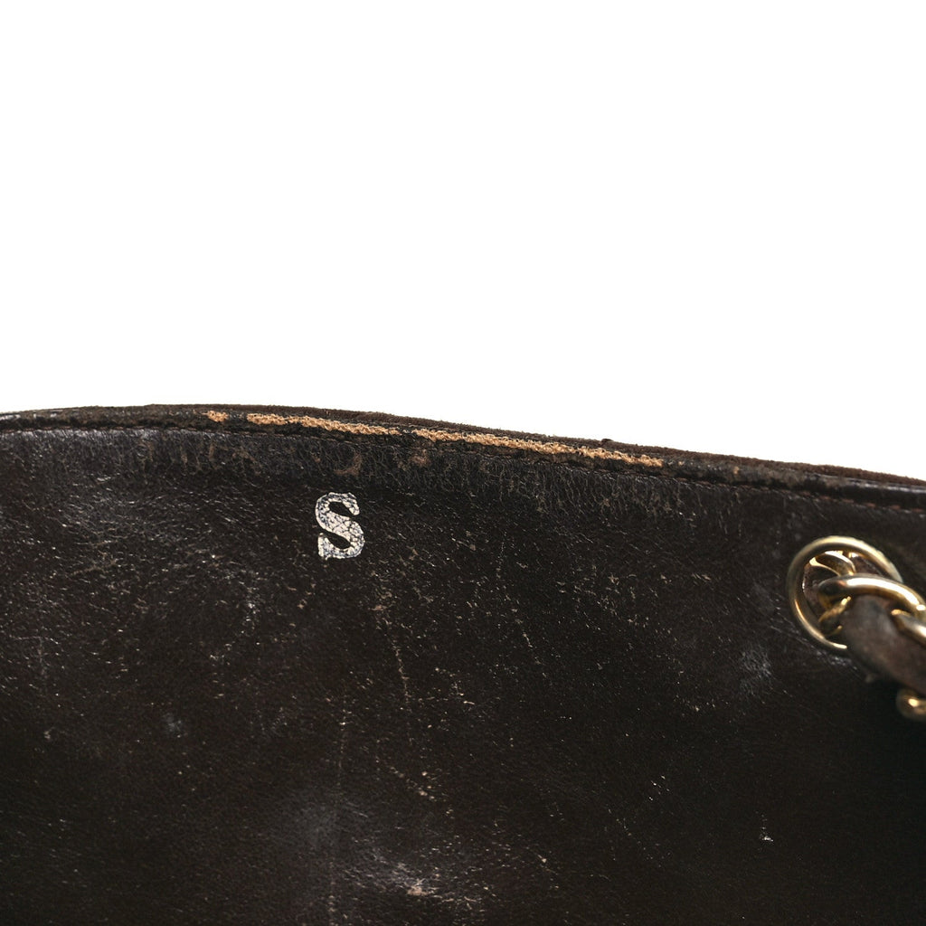 Chanel Suede Quilted CC Shoulder Bag Brown