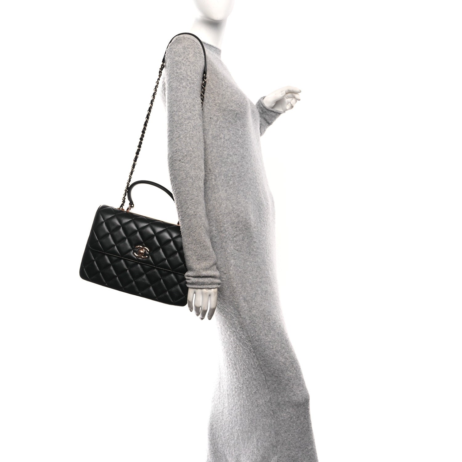 Chanel Lambskin Quilted Medium Trendy CC Flap Dual Handle Bag Black