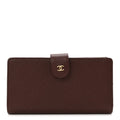 Goatskin Quilted French Long Wallet Burgundy