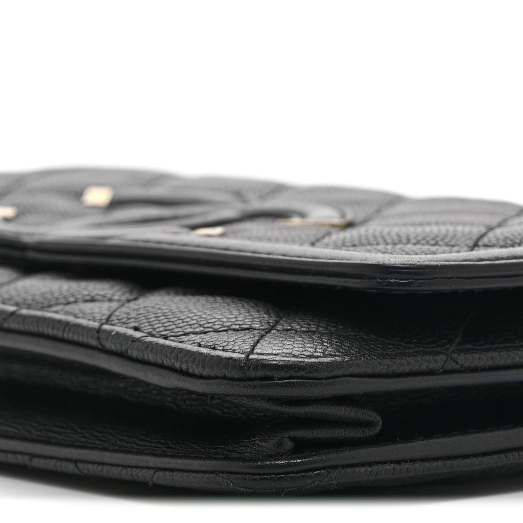 Chanel Caviar Quilted CC Filigree Wallet On Chain WOC Black