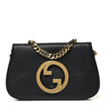 Gucci Roxy Calfskin Blondie Chain Shoulder Flap Bag Black