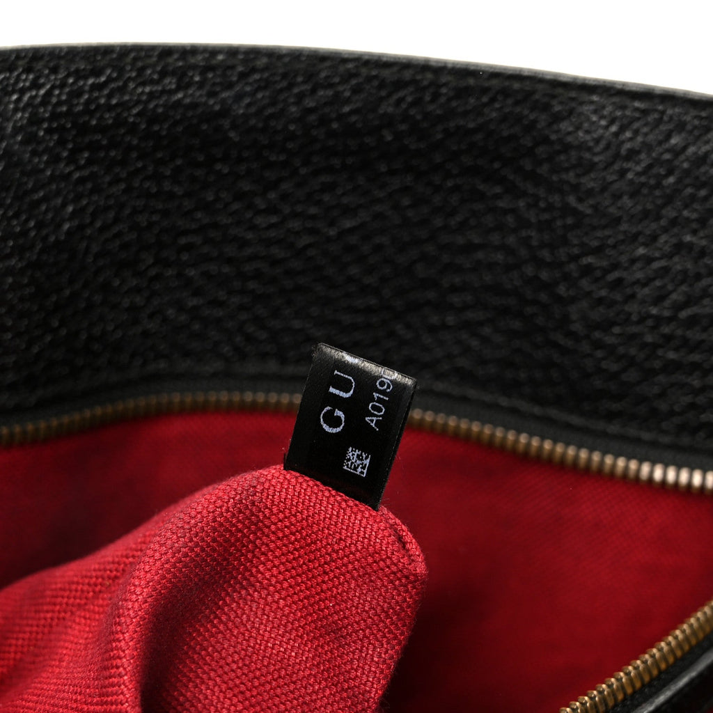 Gucci Grained Calfskin Web Top Handle Tote Black