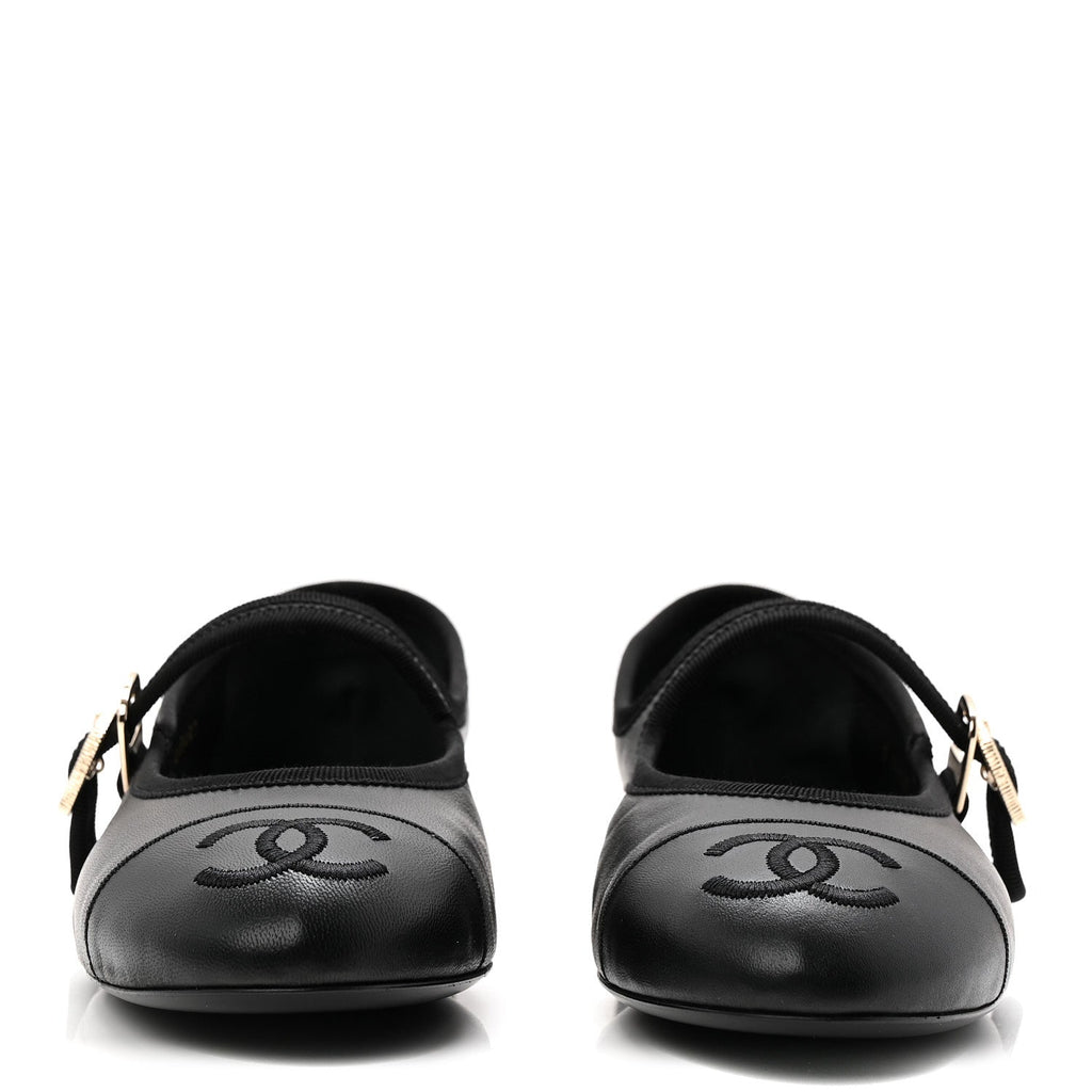 Lambskin Mary Jane Flats 37.5 Black
