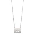 Metal Lambskin Strass Crystal Purse CC Long Necklace Silver