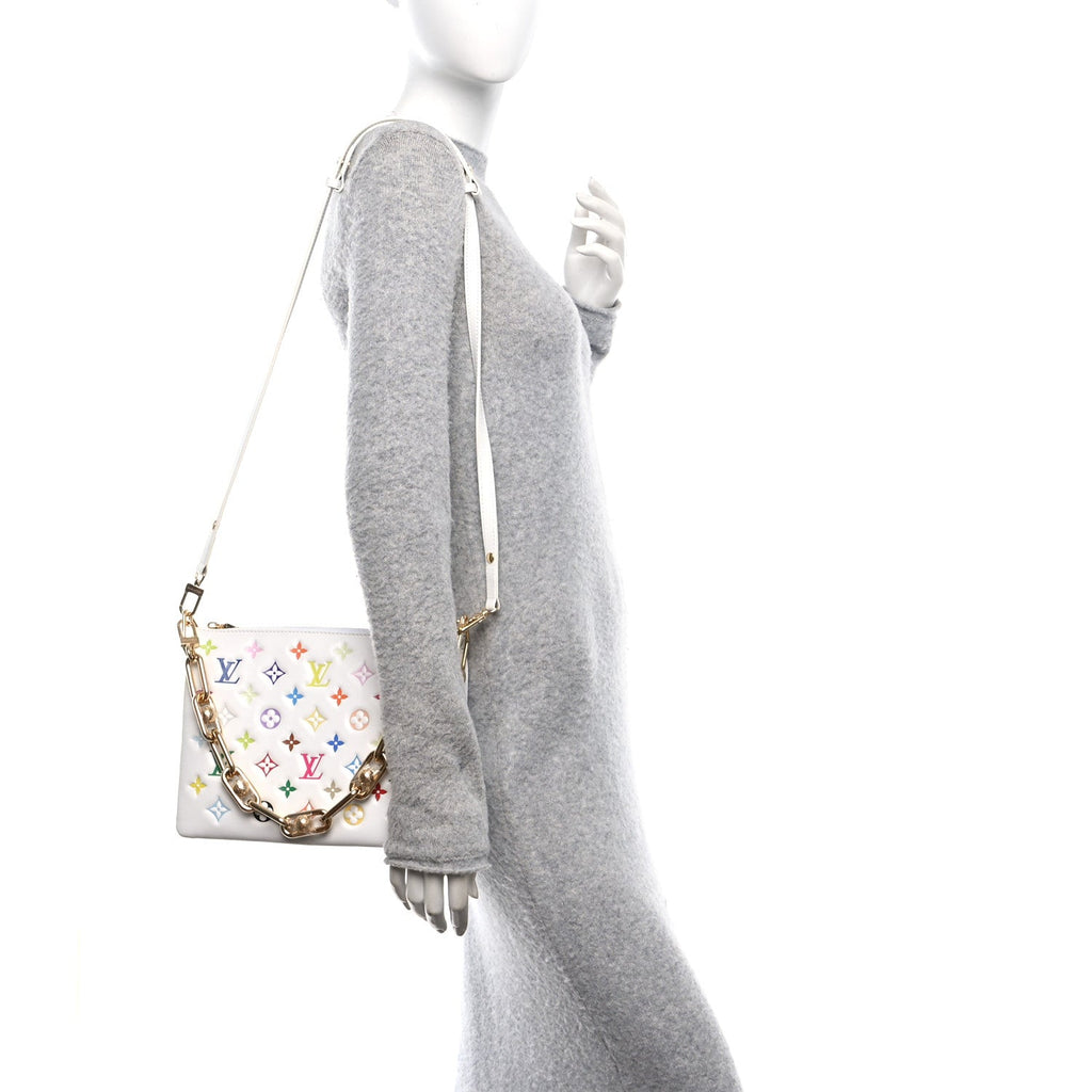 Louis Vuitton LV x TM Lambskin Embossed Monogram Coussin PM White Multicolor