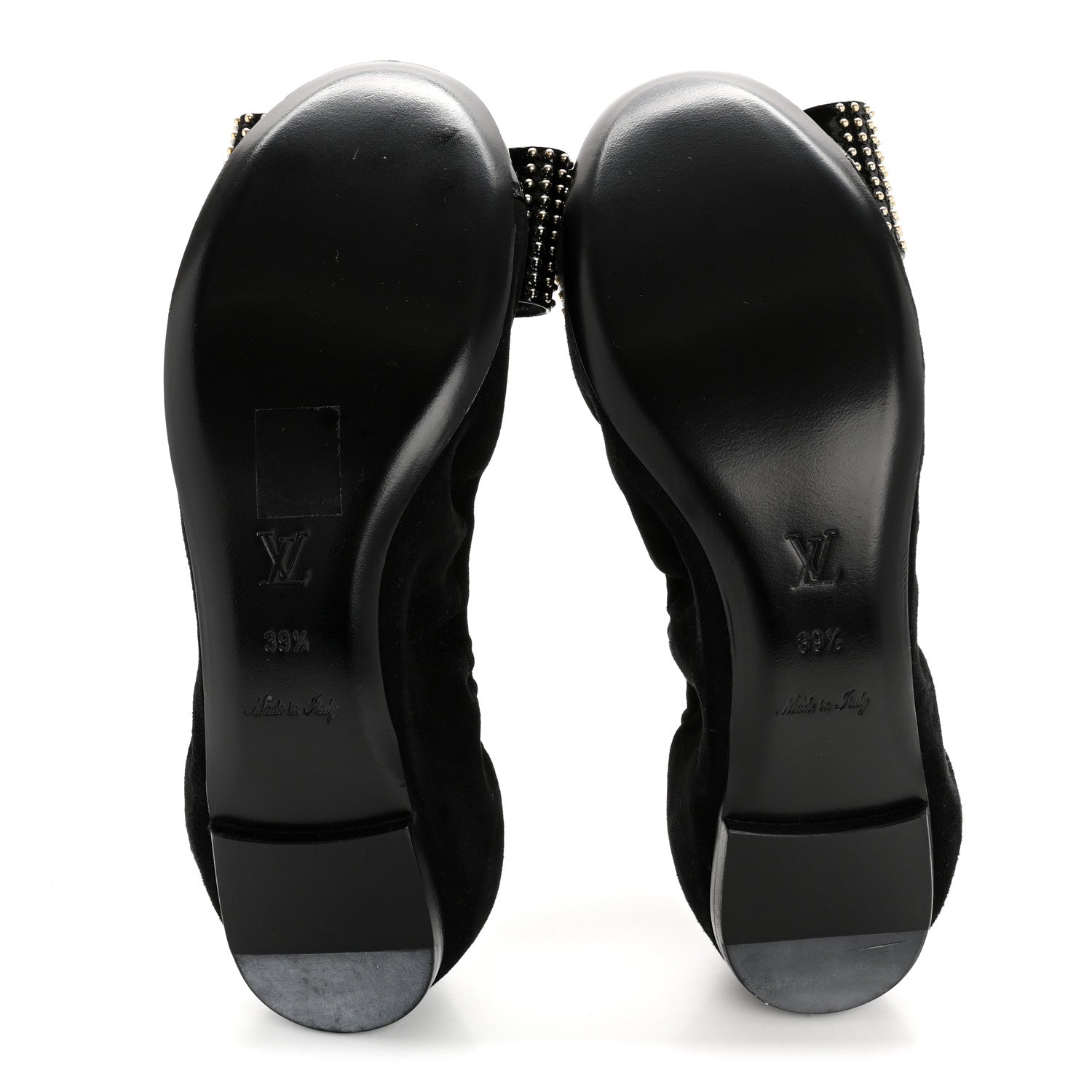 Louis Vuitton Suede Patent Studded Flirty Ballerina Bow Flats 39.5 Black