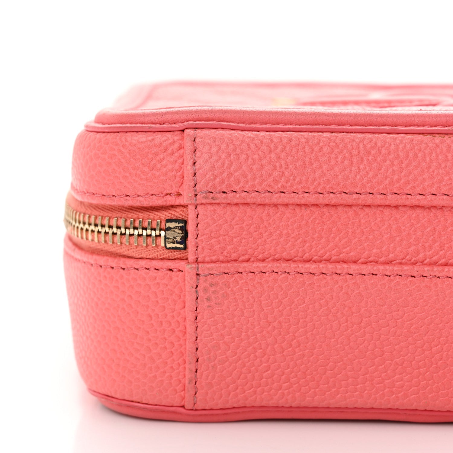 Chanel Caviar Quilted Small CC Filigree Vanity Case Coral