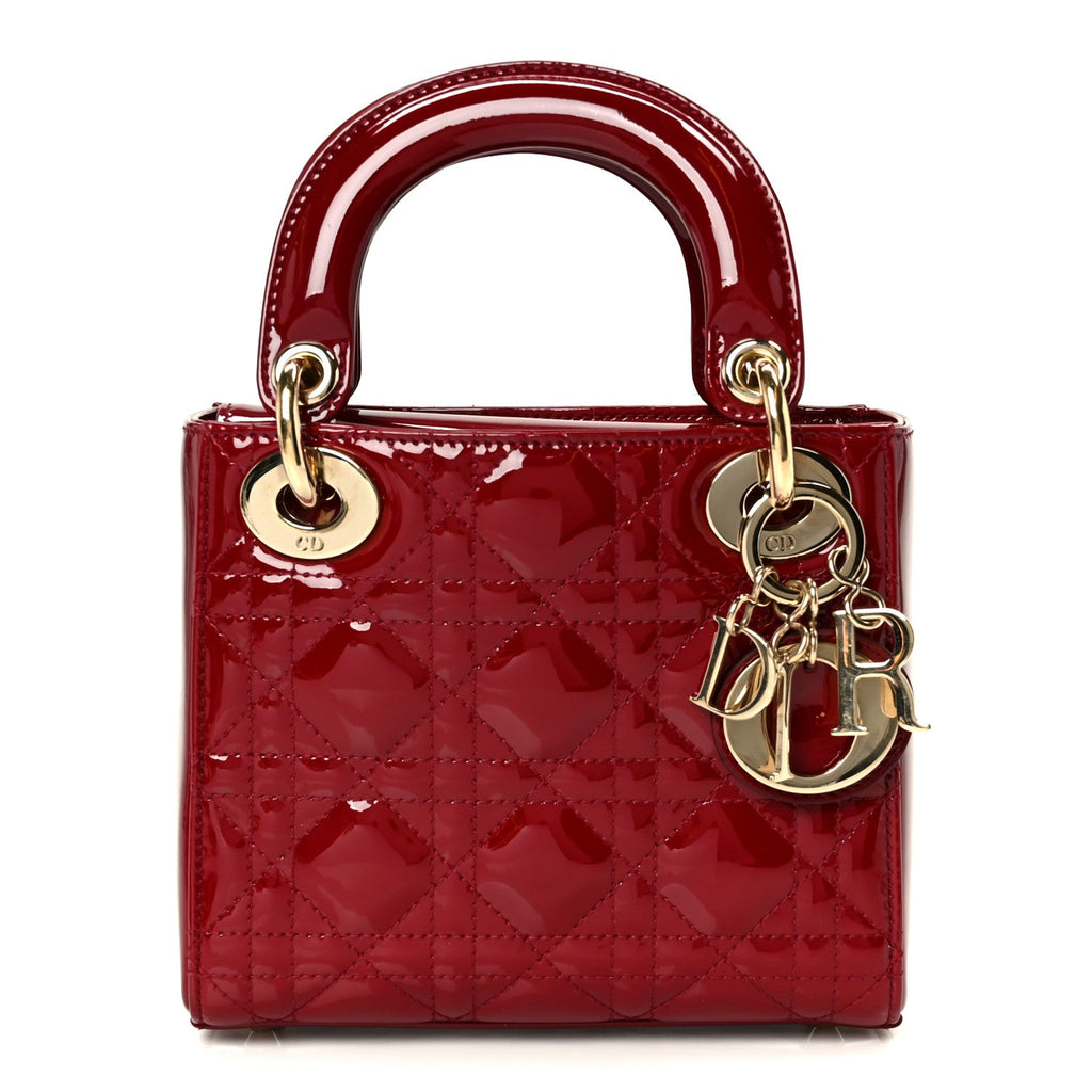 Christian Dior Patent Cannage Mini Lady Dior Red