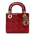 Christian Dior Patent Cannage Mini Lady Dior Red