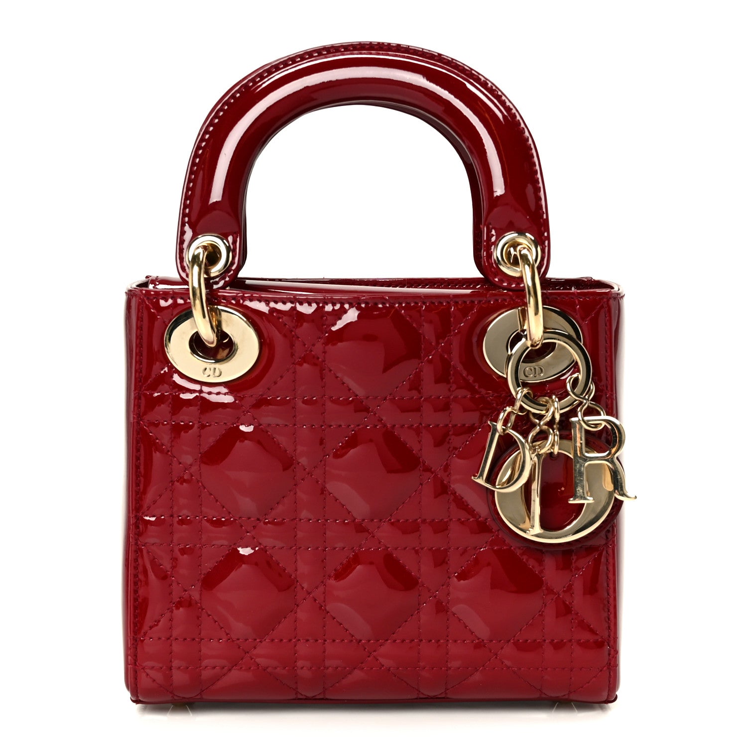 Christian Dior Patent Cannage Mini Lady Dior Red