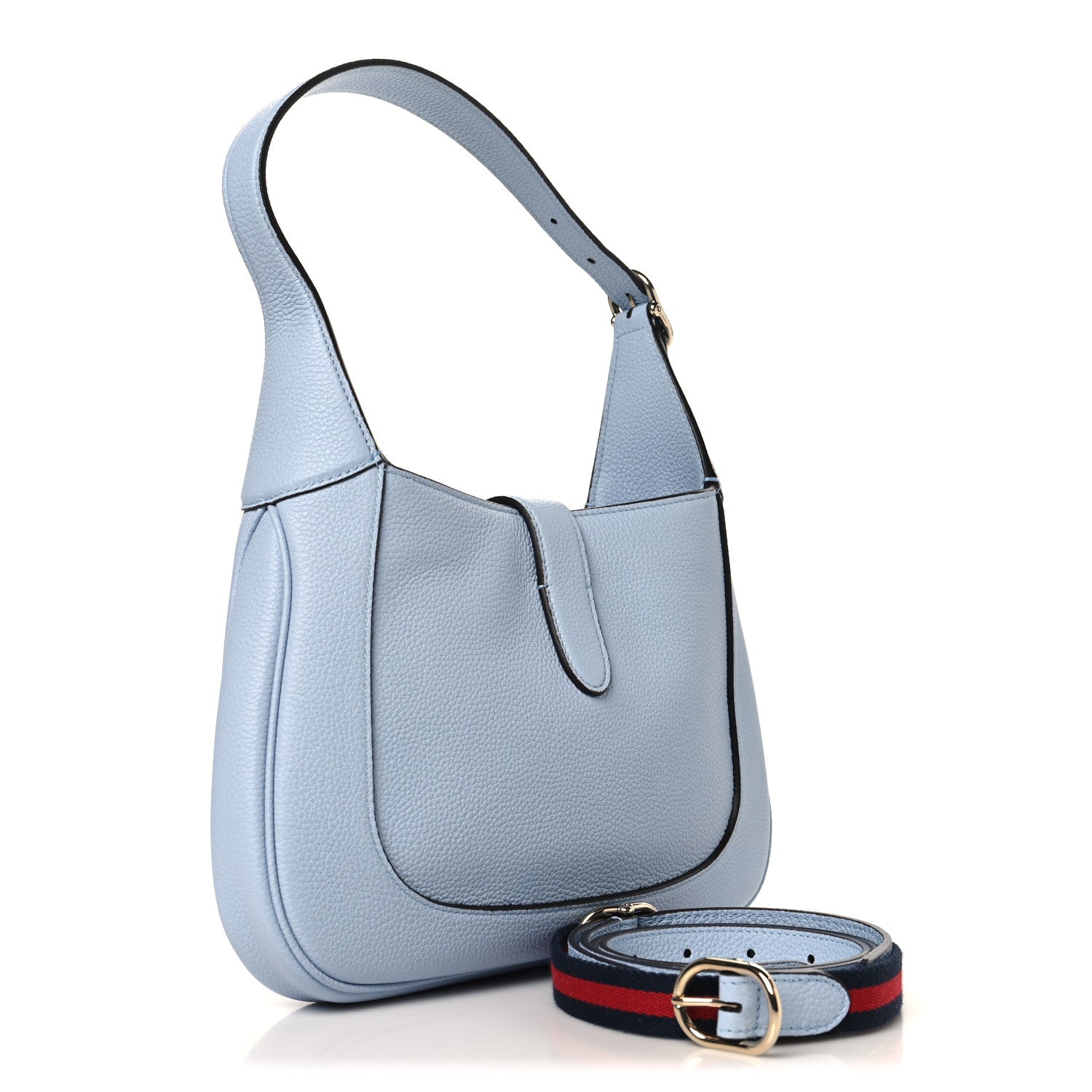 Gucci Grained Calfskin Web Medium Jackie 1961 Hobo Light Blue