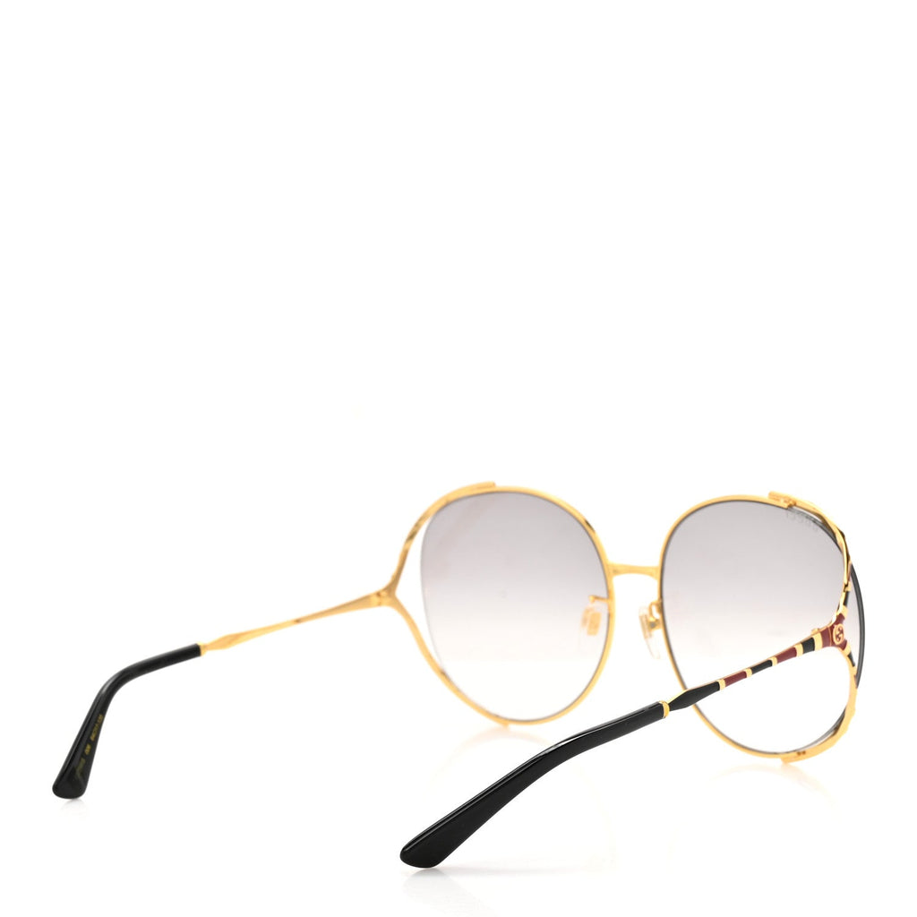 Gucci Metal Round Frame GG0595S Sunglasses Gold Black Red