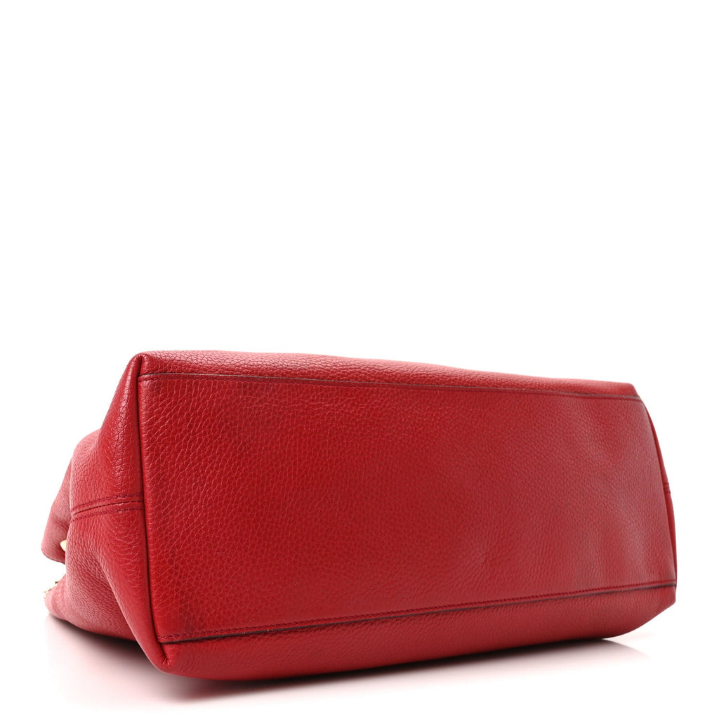 Gucci Pebbled Calfskin Medium Soho Chain Shoulder Bag Tabasco Red
