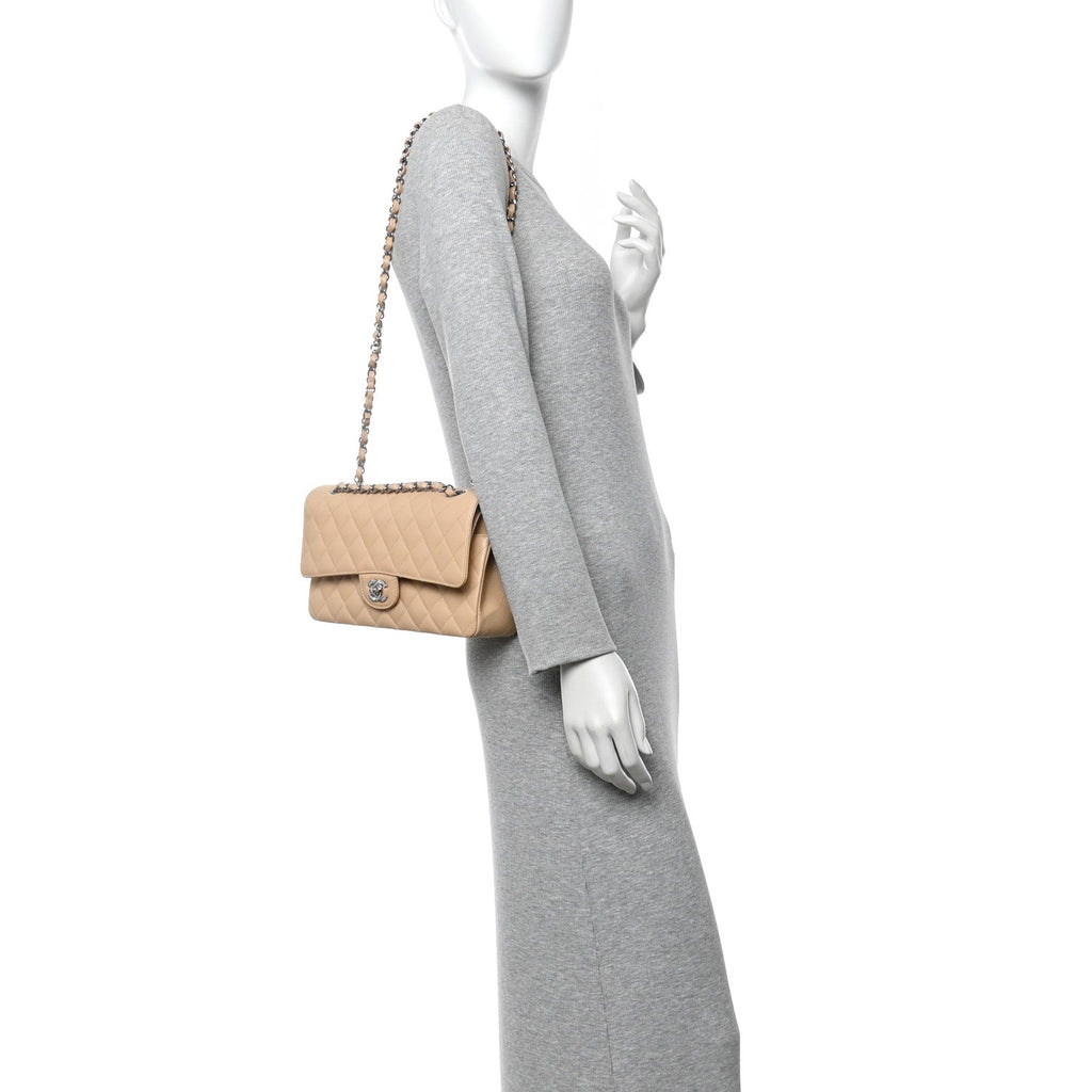 Chanel Caviar Quilted Medium Double Flap Beige