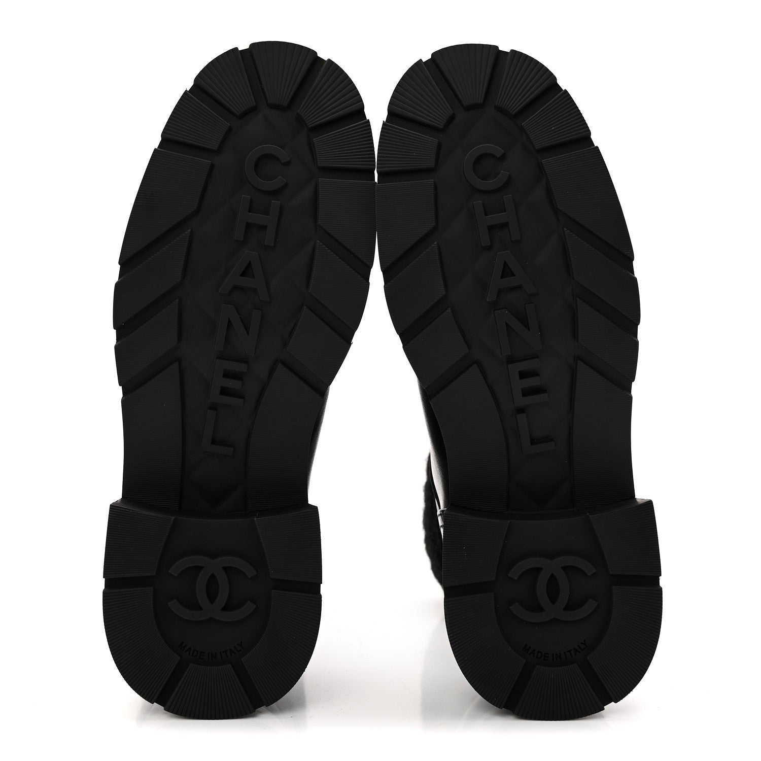 Calfskin Knit CC Short Boots 38 Black